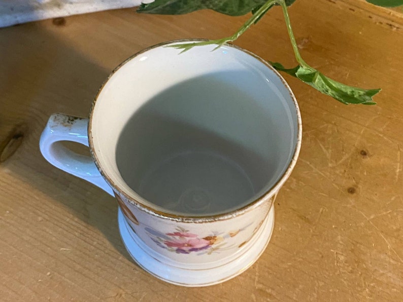 Tom and Jerry Floral Federal Cup | 11132 | Tom and Jerry White Mustache Mug with Gold Trim | Victorian Table Decor | Shabby Chic Decor image 5