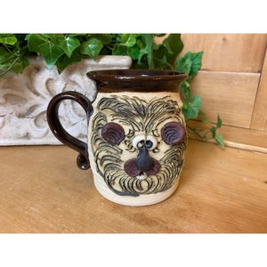 Vintage Lion Face Pottery Mug | Bradford and Teigland | Forestcore | Vintage Kitchen and Dining Room Decor | Stoneware Mug | Animal Lover