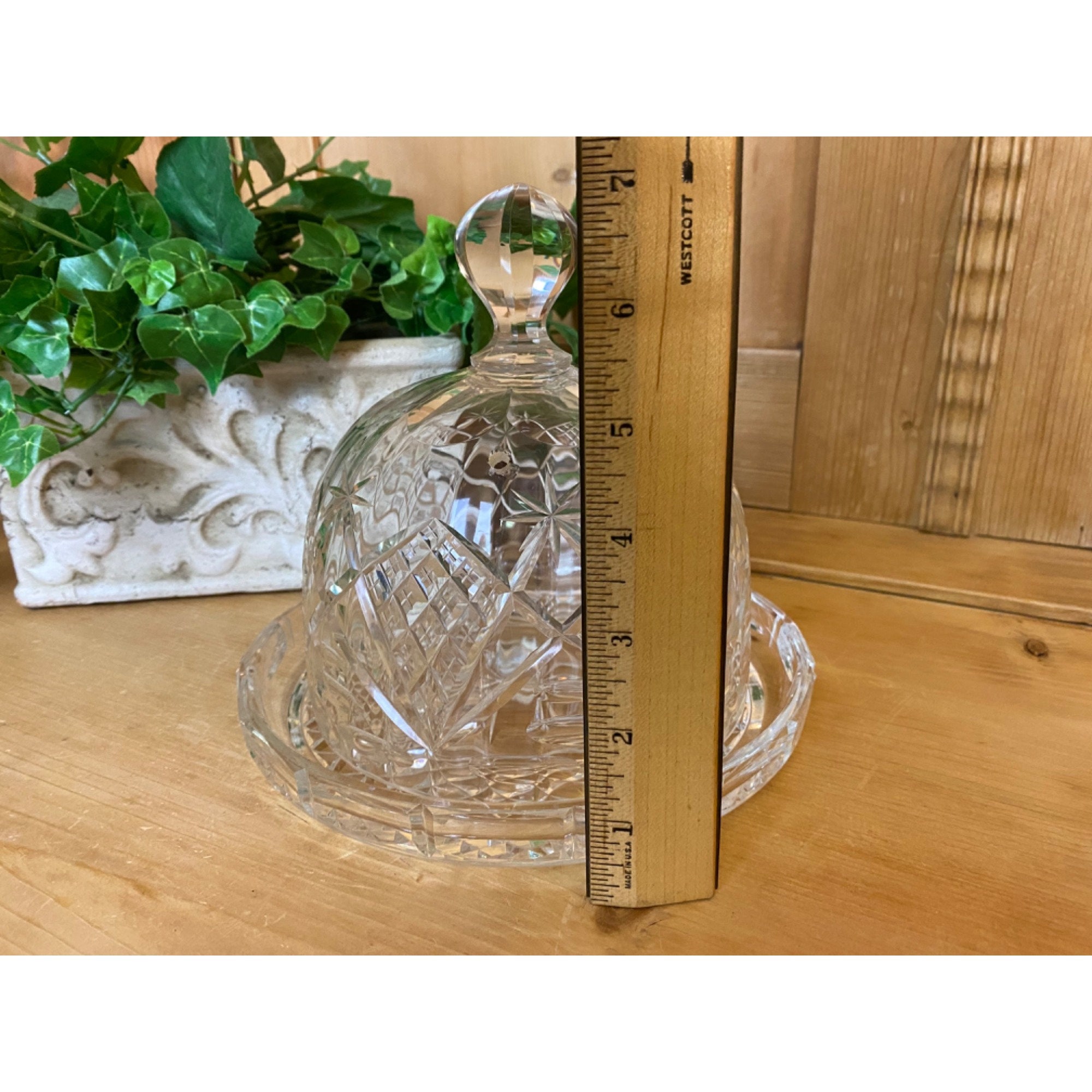 Vintage Cut Crystal Serving Dome | Cut Crystal Cloche  display picture 1