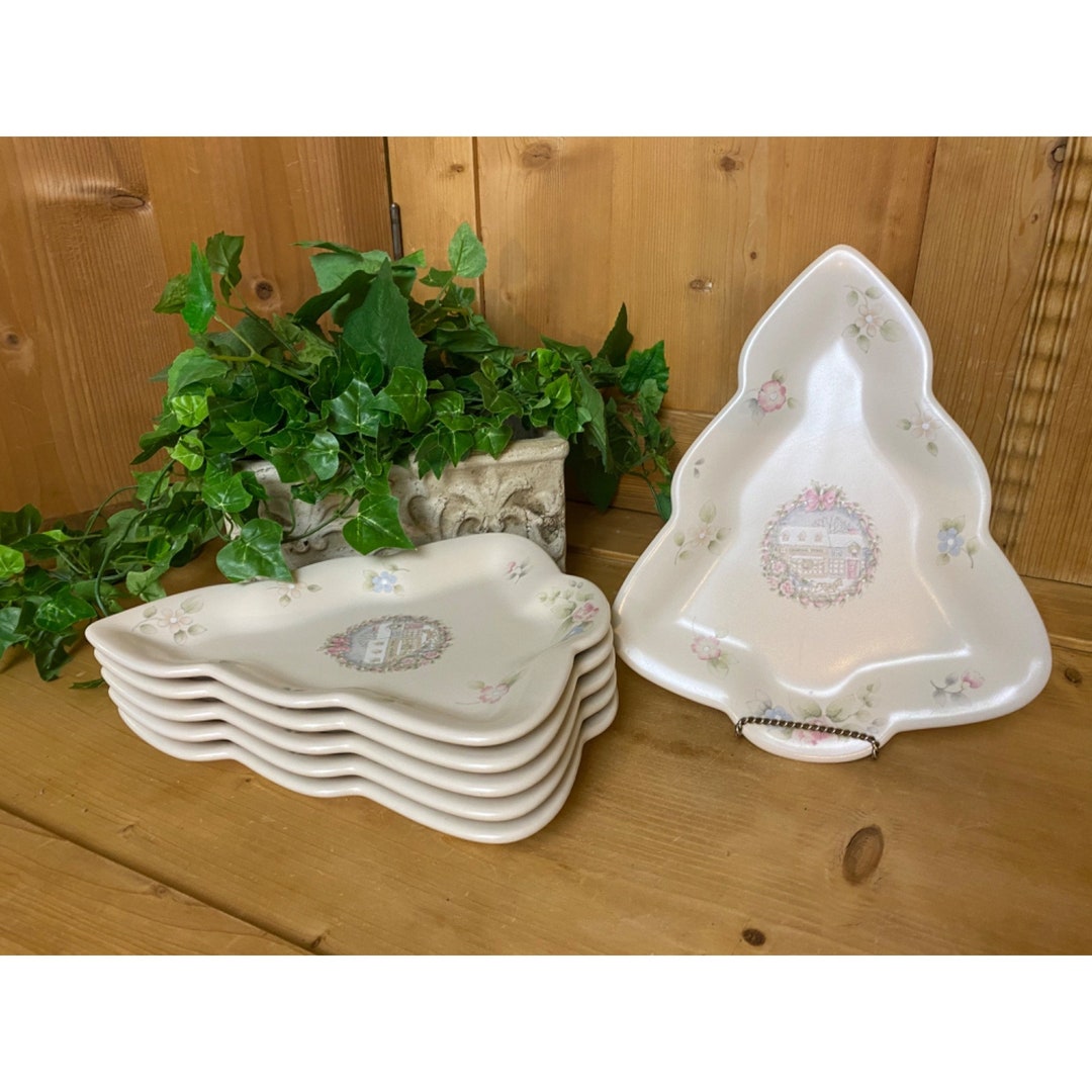 Vintage Christmas Tree Plates Set of 6 Pfaltzgraff Etsy