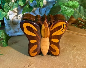 Vintage Wooden Butterfly Puzzle Box | Made In Vietnam | Bohemian Table Decor | Boho Shelf Decor | Butterflies | Cottagecore | Trinket Box