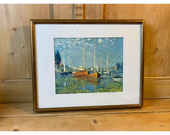 Vintage Impressionist Framed Art Print | Claude Monet | Pleasure Boats at Argenteuil | Coastal | Impressionism Wall Decor | Sailboats