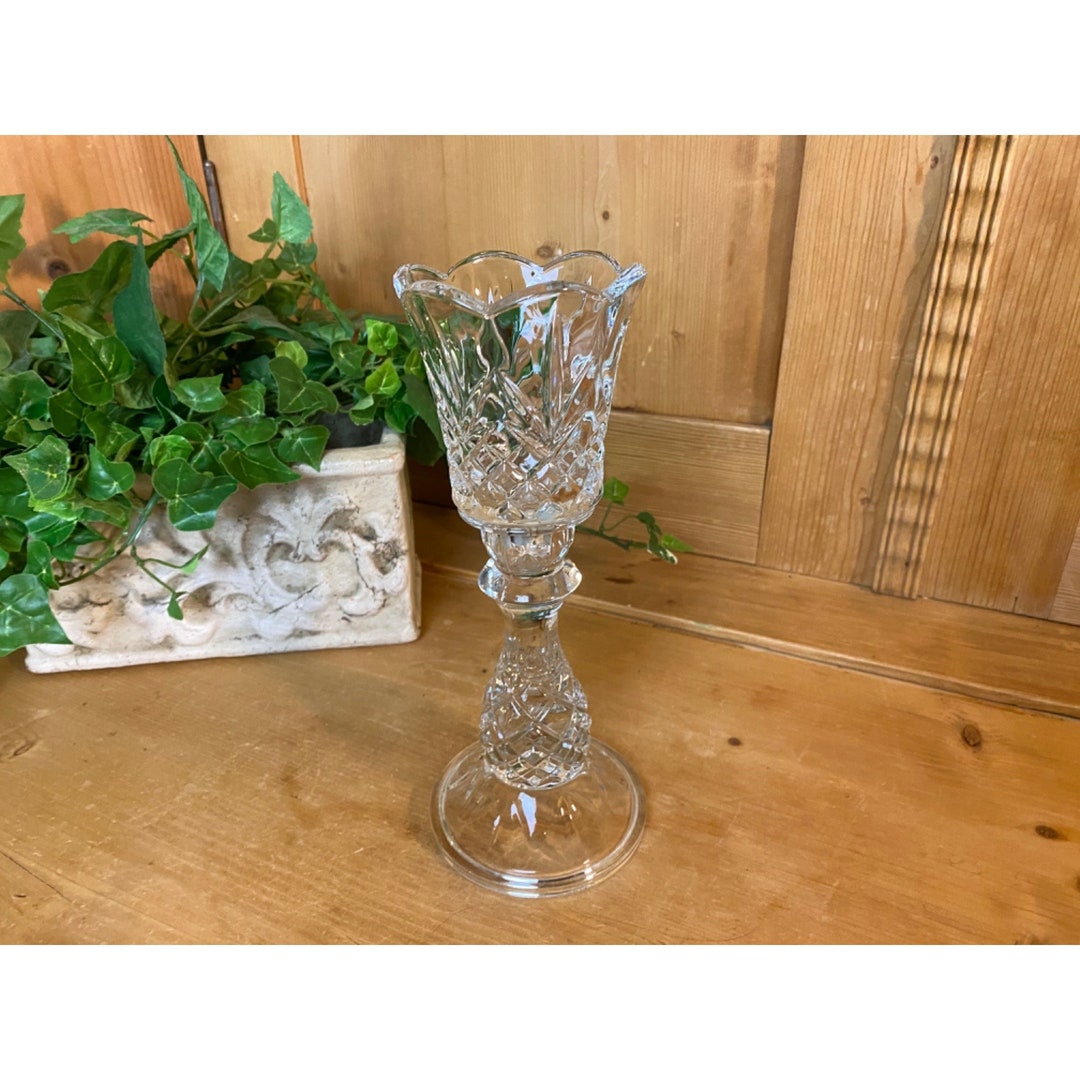 Vintage Clear Glass Pedestal Candle Holder With Votive Cup Fostoria