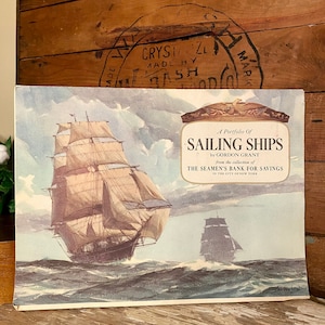 Vintage Tall Ship Art Prints | Seamen’s Bank for Savings Portfolio of Tall Ships | Vintage Tall Ship Art | Vintage Art | Tall Ship Artwork
