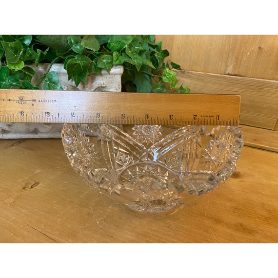 Vintage Cut Glass Scalloped Oval Dish Vintage Cut Glass Scalloped Oval Dish