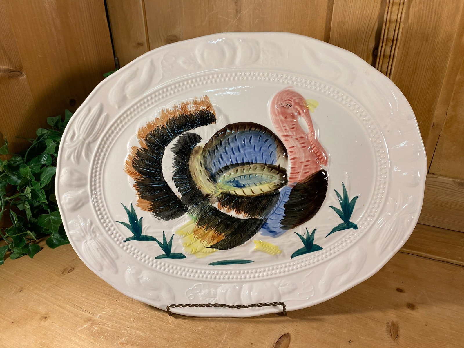 Turkey Platter Embossed Italian Serving Platters Vintage Large