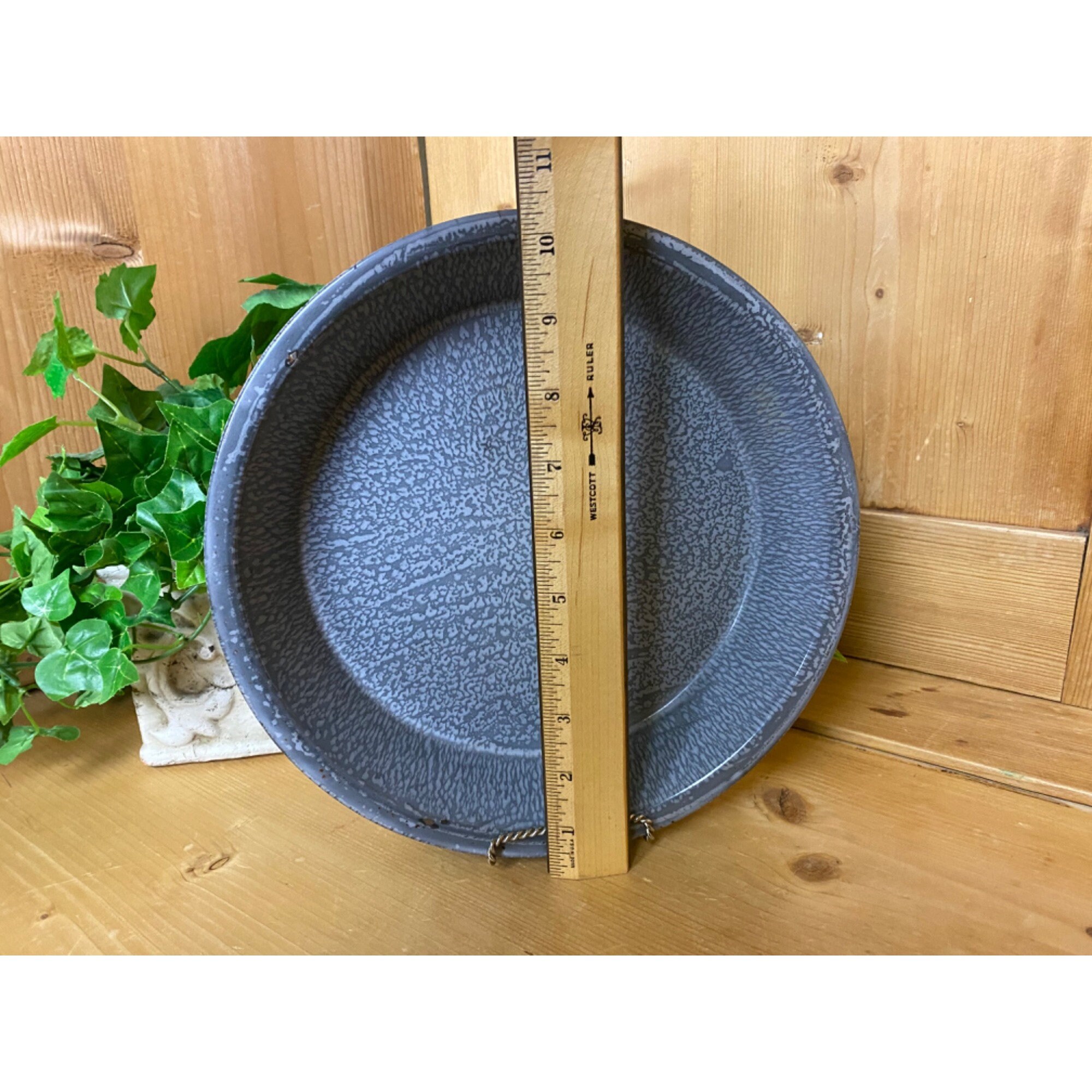 Vintage Enamel Pie Pan Gray Pie Plate Farmhouse Decor Etsy
