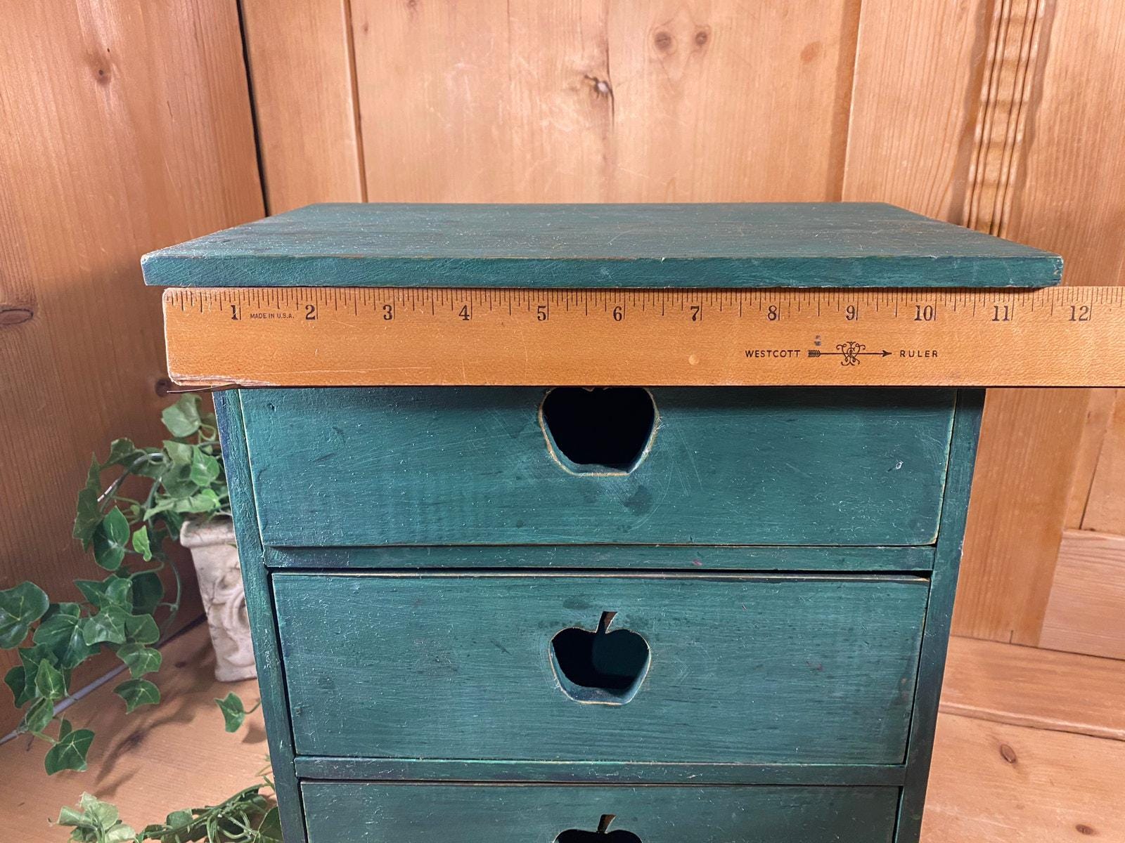 Vintage Teal Wooden Cabinet With 3 Drawers | Apple Drawers | 1980s ...