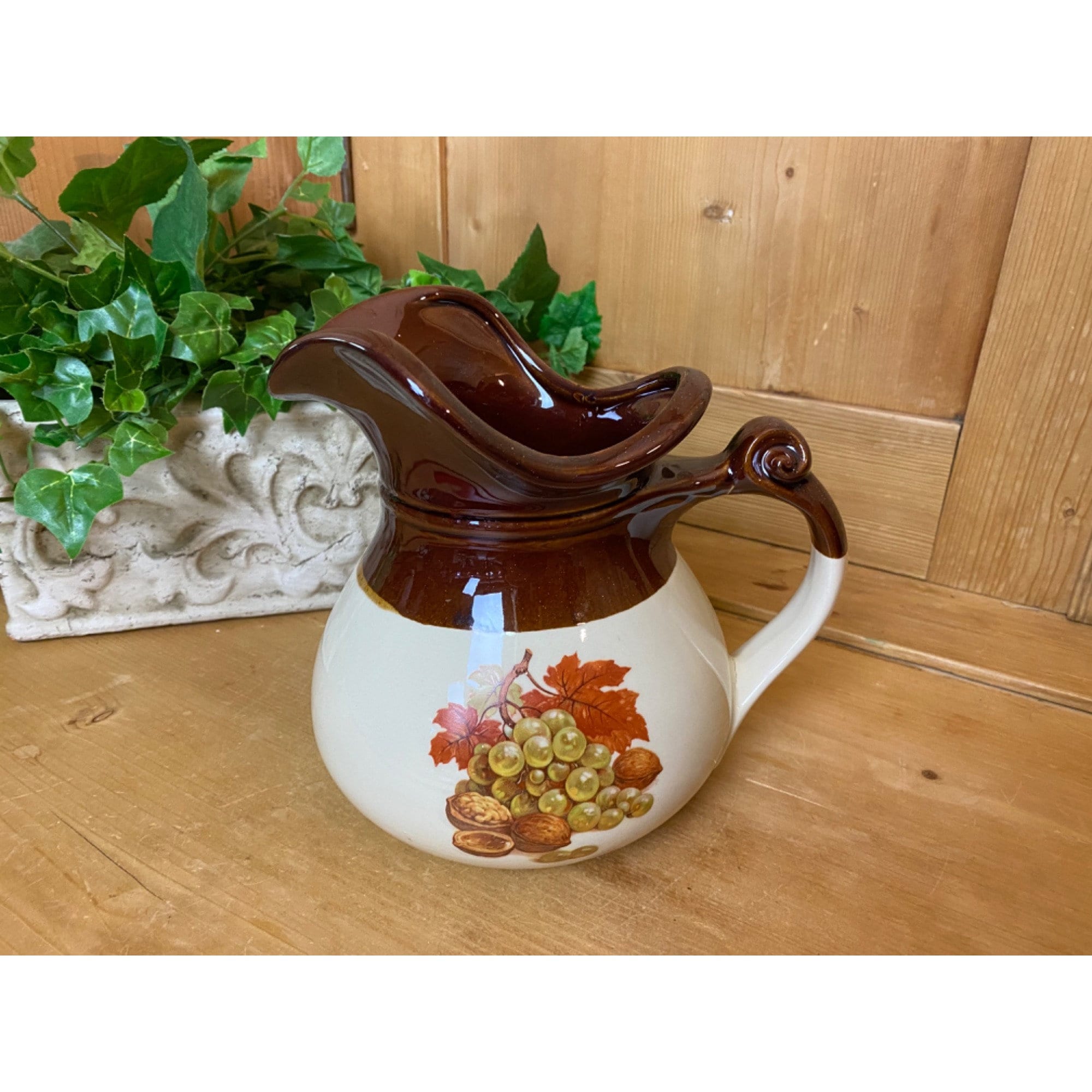 Mccoy Vintage Pottery Water Pitcher | #7515 - Fruit & Nut Pattern