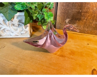 Vintage Purple Cased Glass Bird Dish | Mary Bomboniere | Made In Italy | Table Decor | Cottagecore | Shelf Decor | Figural Dish | Figurine