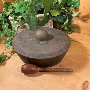 Vintage Metal Ceremonial Gong with Wooden Mallet | Meditation | Japanese Drum | Zen | Buddhist | Meditation | Academia Table Decor | Asian