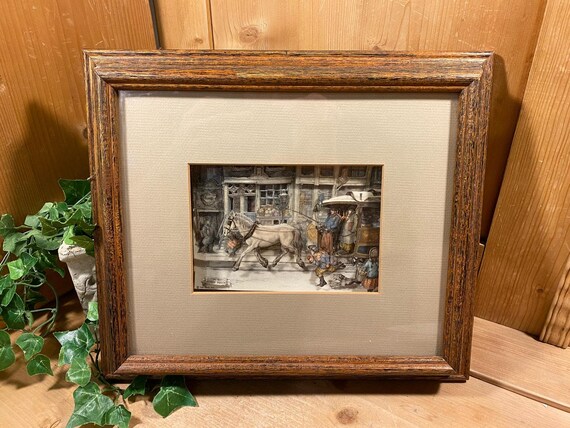 Vintage Framed Anton Pieck Street Scene | Framed 3D Art