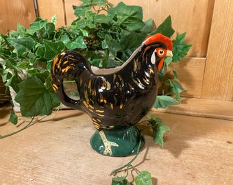 Vintage Hand Painted Ceramic Chicken Creamer | Stephens Studio | Handmade Ceramic Rooster Chicken Cream Pitcher | Farmhouse Kitchen Decor