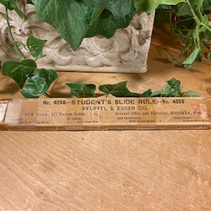 Vintage Wooden Student Slide Ruler with Original Cover | Keuffel and Esser Co. | #4058 | Vintage Student Slide Rule | Math | Academia Decor