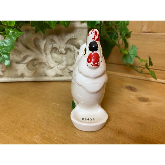Vintage Ceramic White Chicken Ring Holder | Spoon… - image 7