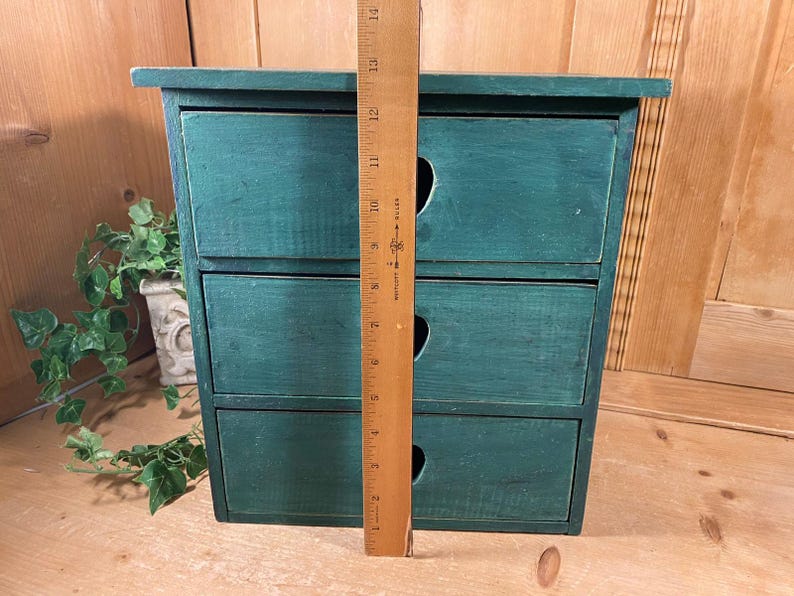 Vintage Teal Wooden Cabinet With 3 Drawers | Apple Drawers | 1980s ...