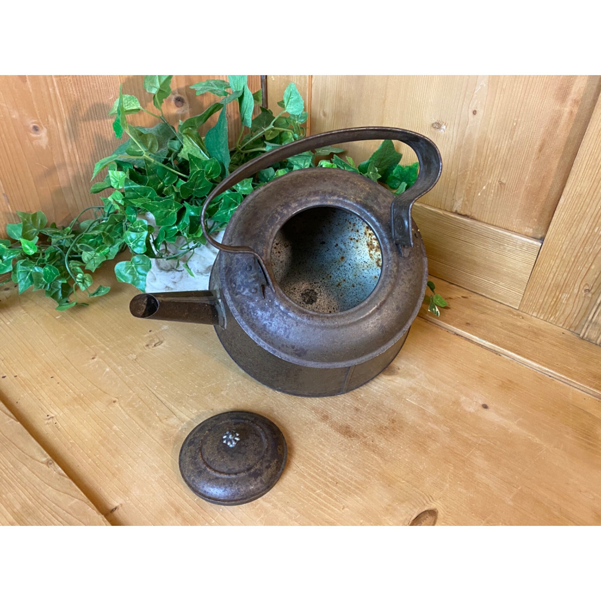 Antique Soldered Tin Tea Kettle Farmhouse Rustic Vintage Etsy