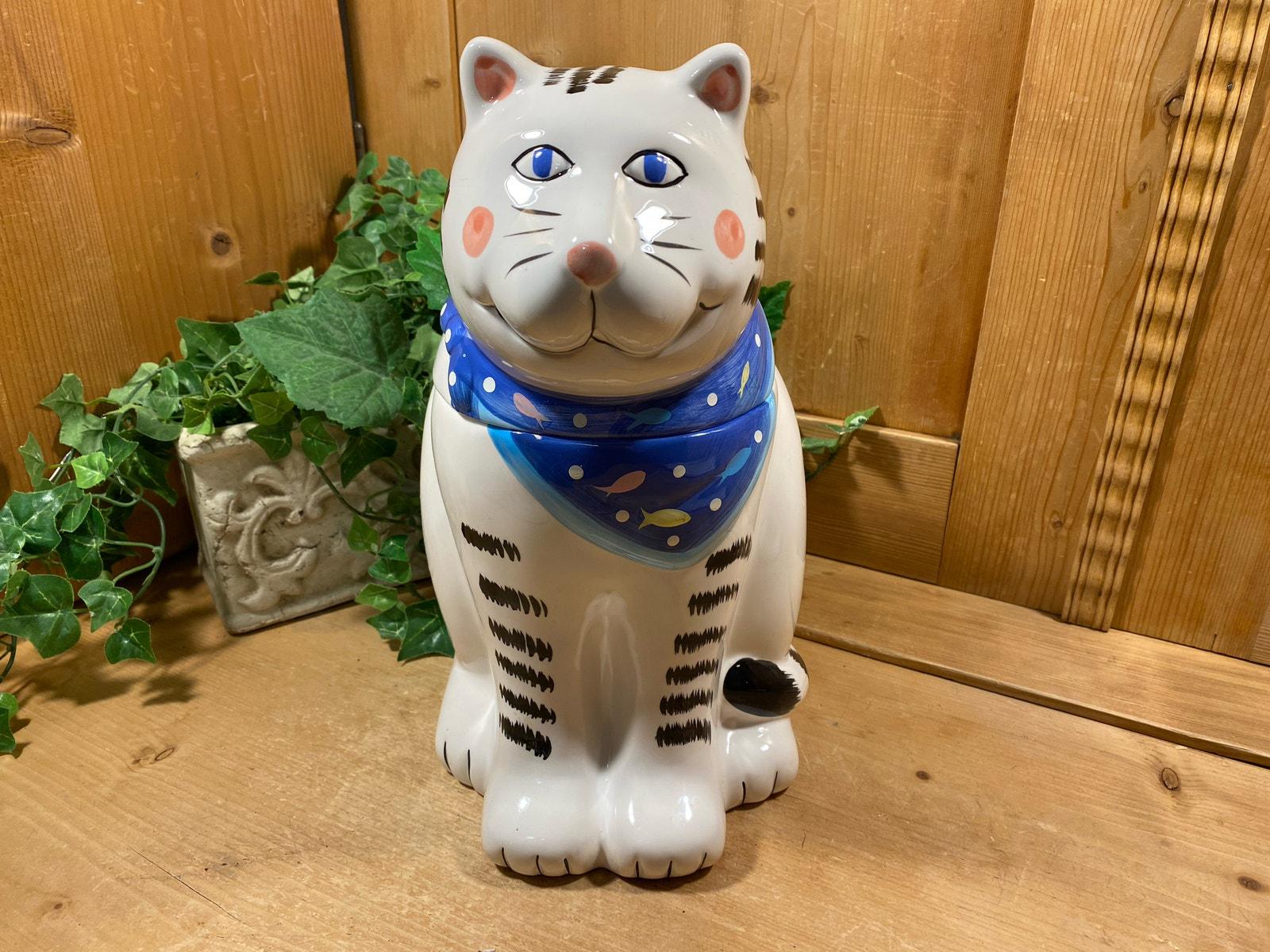 Vintage Ceramic Whimsical Cat Cookie Jar | Coco Dowley | Retro Cat