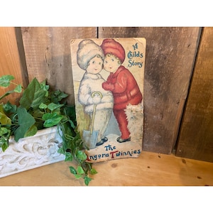Antique &quot;A Child&#39;s Story&quot; Book | 1915, Stecher & Lith Co. | The Angora Twinnies Book | Children&#39;s Book | Vintage Ephemera
