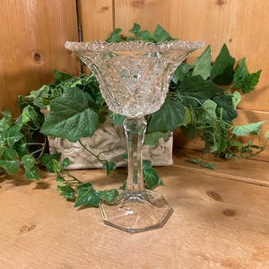Vintage Crystal Pedestal Compote Dish | Cut Glass or Crystal Pedestal Dish | Victorian Table Decor | Victorian | Academia Table Decor