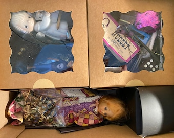 Vintage Doll Kit Junk Drawer Treasure Box | Mixed Media DIY Assemblage Supplies | Altered Pop Art | Craft Lot | Doll Making Curiosities