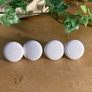 Vintage White Porcelain Drawer Knobs - Set of Four | Round White Drawer Pulls | Cottagecore Decor | Vintage Farmhouse Decor | Drawer Handles