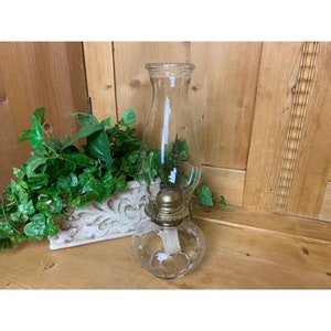 Vintage Clear Glass Hobnail Style Clear Kerosene Lamp | Farmhouse Decor | Vintage Living Room Decor | Bedroom Decor | Lighting | Primitives
