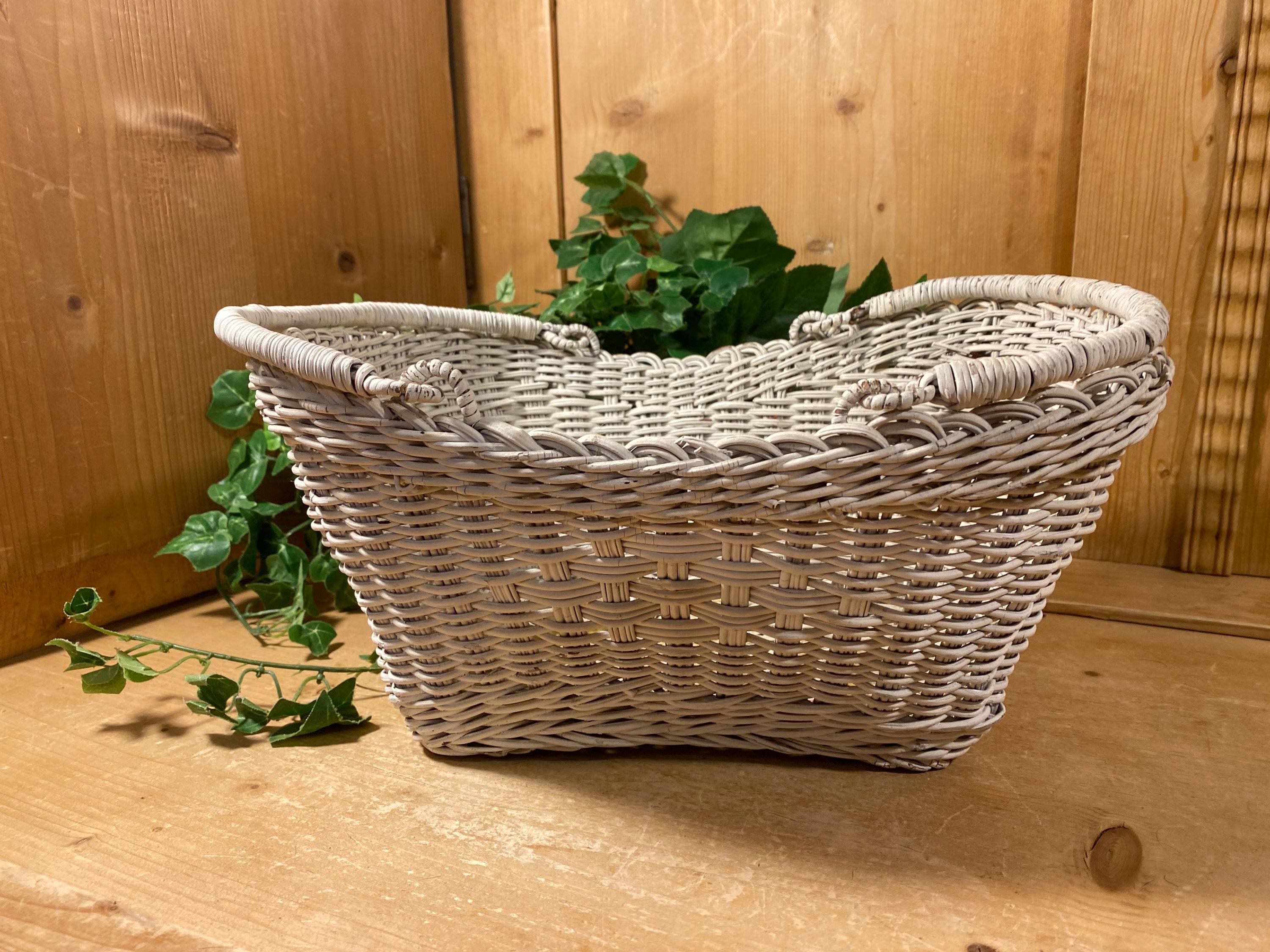 Antique Wicker Basket Two Handles - Etsy