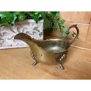 Vintage Brass Gravy Boat | Vintage Patina | Academia Decor  | Vintage Dining Room Decor | Kitchen Decor | Vintage Metal | Serveware