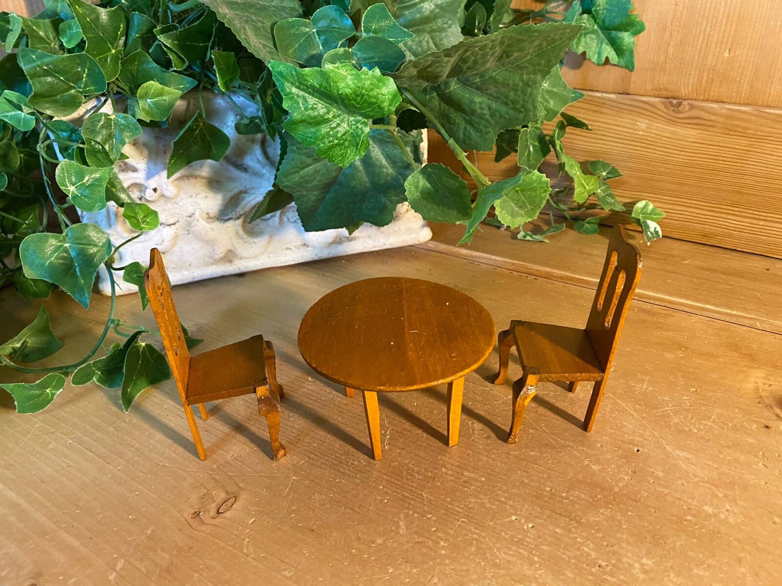 Vintage Miniature Wooden Table and Chairs | Dollhouse Furniture | Mini ...