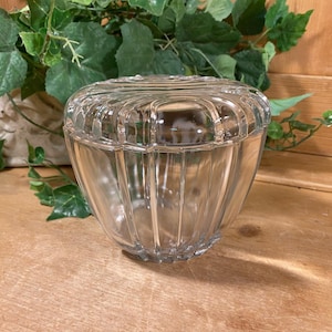 Vintage Small Clear Glass Refrigerator Bowl with Lid | Hazel Atlas | Midcentury Modern Kitchen Decor | Midcentury Round Glass Fridge Box