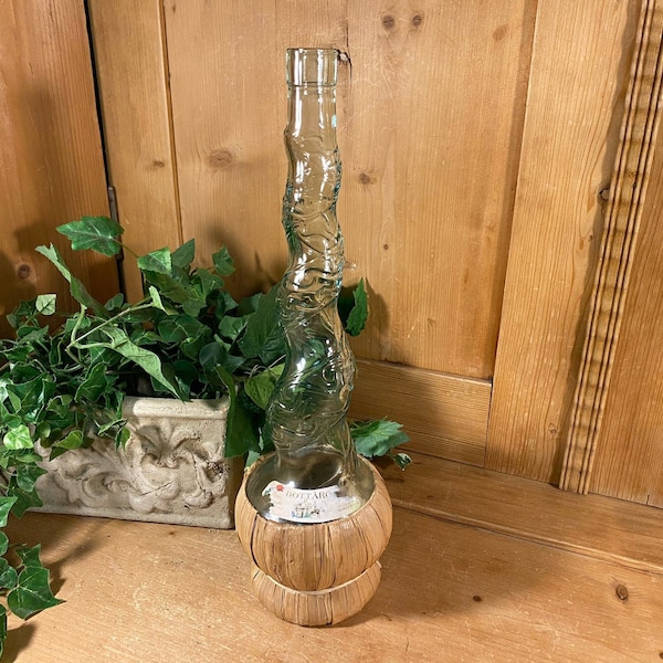 Vintage Twisted Glass Wine Bottle | Bottaro | Decorative Empty Wine  | Bohemian Table Decor | Boho | Italian Dining | Swirled Bottle