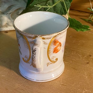 Tom and Jerry Floral Federal Cup | 11132 | Tom and Jerry White Mustache Mug with Gold Trim | Victorian Table Decor | Shabby Chic Decor image 4