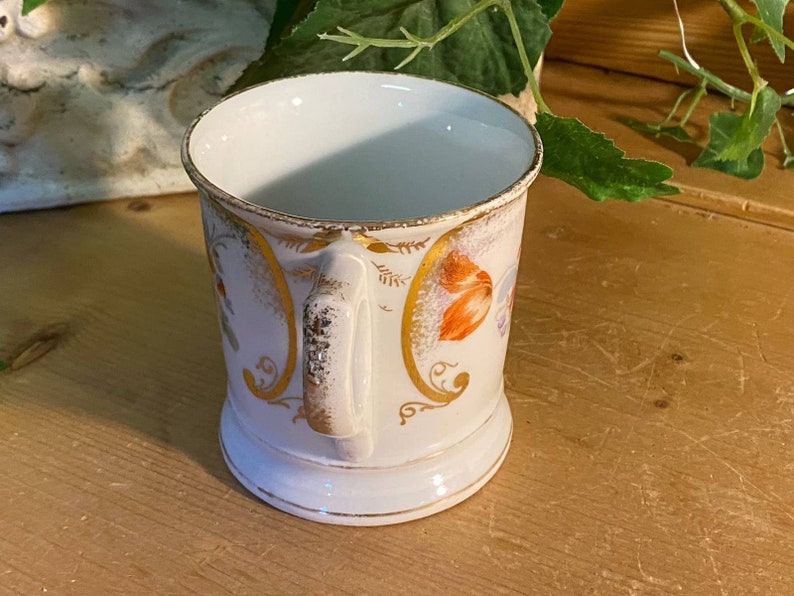 Tom and Jerry Floral Federal Cup | 11132 | Tom and Jerry White Mustache Mug with Gold Trim | Victorian Table Decor | Shabby Chic Decor image 4