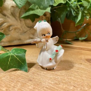 Vintage Bone China Angel Figurine | Napco | Made In Japan | Miniature China Angel Figurine | Christmas | Midcentury Modern Holiday Decor