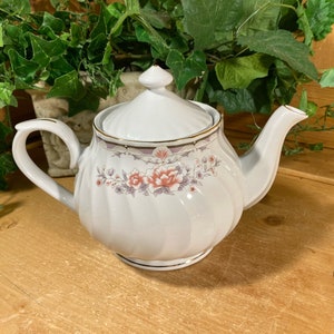 Vintage Floral China Teapot | Truly Tasteful | Pink and Purple Floral | Sweet Flowered Teapot with Lid | Cottagecore Kitchen Shelf Decor
