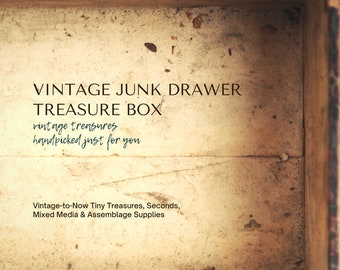 Vintage Junk Drawer Mystery Box | Assemblage Supplies | Found Objects | Altered Art | Mixed Media | Crowcore | Vintage smalls | Curiosities