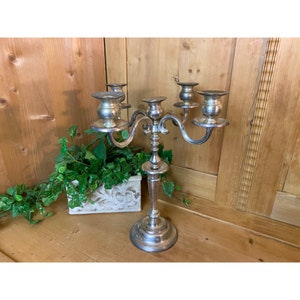Large Silver Style Candleabra | Academia | Candlestick | Five Arm Candle Holder  | Bedroom Chamber Decor | Dining Table Decor | Cottagecore