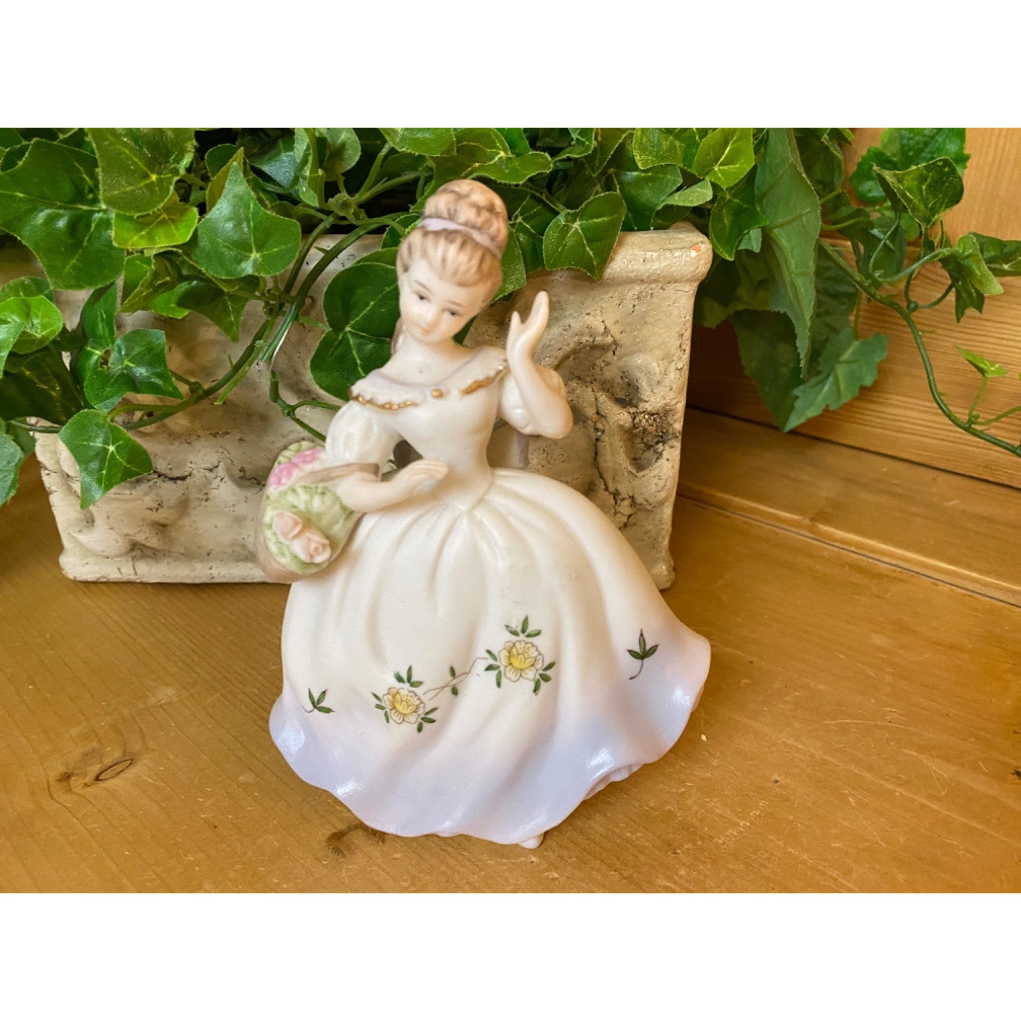 Vintage Porcelain Woman With Basket Figurine | Lenwile Ardalt