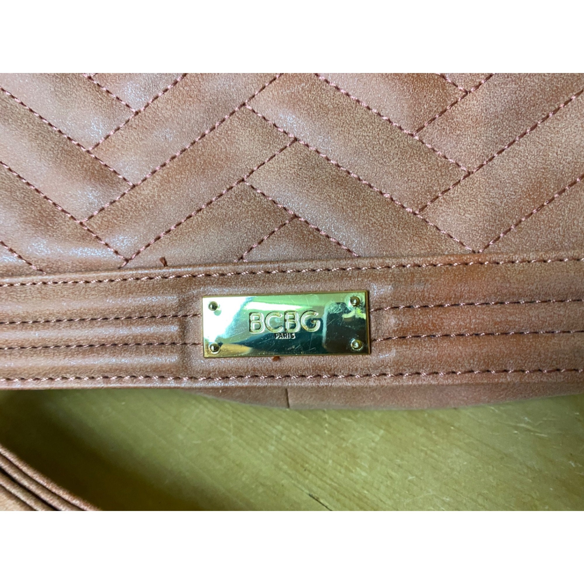 Vintage BCBG Paris Purse Quilted Salmon Leather Shoulder Strap