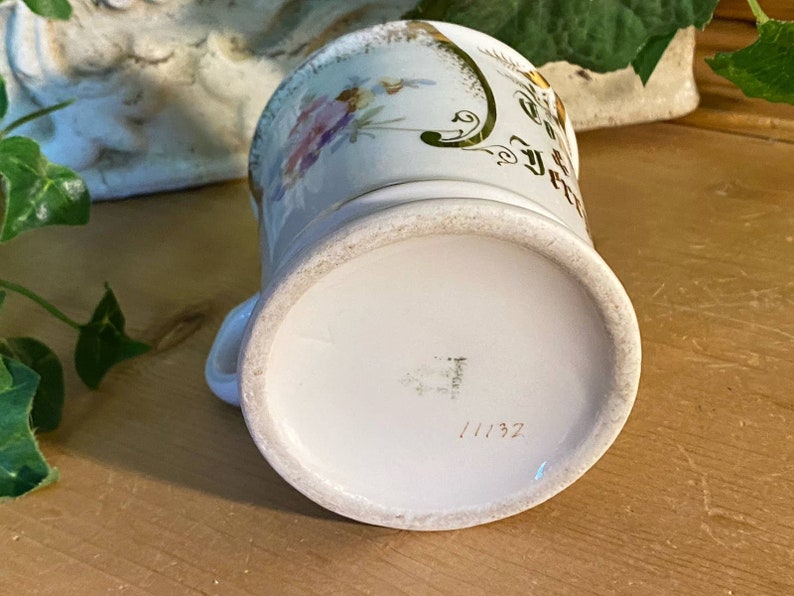 Tom and Jerry Floral Federal Cup | 11132 | Tom and Jerry White Mustache Mug with Gold Trim | Victorian Table Decor | Shabby Chic Decor image 6