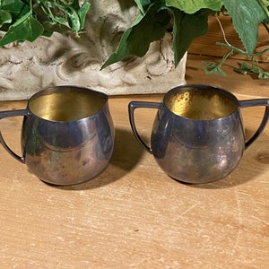 Vintage Empire Crafts Silverplated Sugar Bowl and Creamer - Set of 2 | Academia Decor | Metal Sugar Bowl + Creamer | Cream and Sugar Set