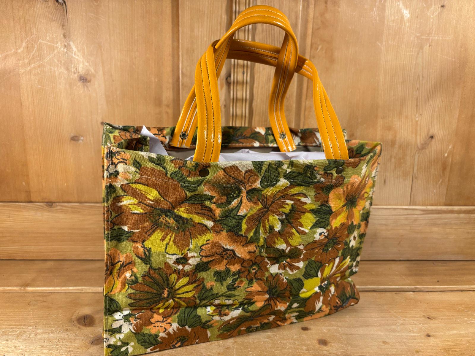 Bundle 172 Vintage 1970's Sewing Bag Floral Yellow Mid Century Purse