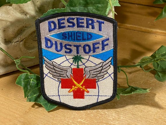 Vintage Reproduction Military Desert Storm Patch | Desert Shield Dustoff | Desert Storm Reproduction Collectible | Medevac Patch