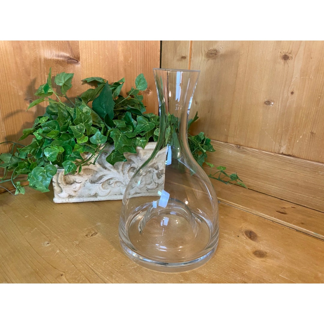 Vintage Clear Glass Wine Carafe With Indented Bottom Academia Sommolier