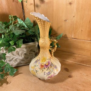 Vintage Robert Hanke Flower Vase | Made In Austria | RH | China Flower Vase with Gold Accents | Victorian Table Decor | Shabby Chic Decor