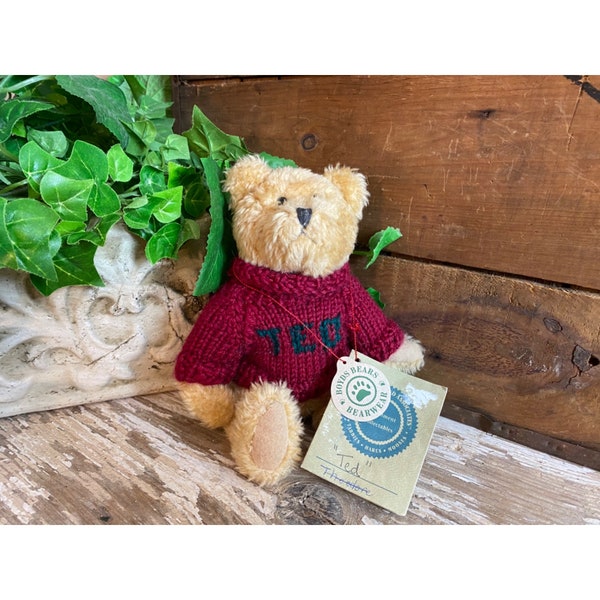 Vintage Ted Theodore Bear | Boyds Bear | Collectable Toy | Vintage Bedroom Decor | Bear In Red Sweater