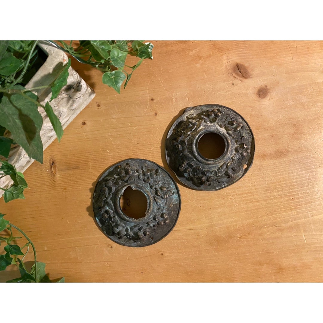 Antique Ornamental Escutcheon Rings for Light Fixtures Set of 2 Vintage