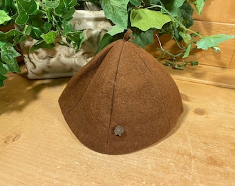 Vintage Brown Woold Girl Scouts Beanie Hat with Logo Pin | Collectible Girl Scouts Wool Blend Hat | Girl Scout Memorabilia | Girl Scouts
