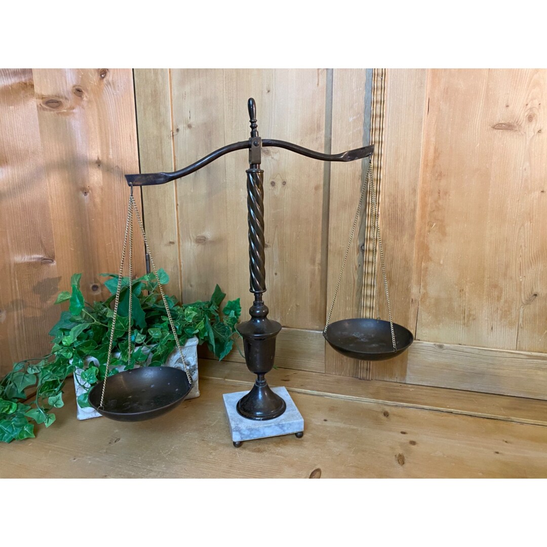 Vintage Metal Scales of Justice With A Marble Base Academia Lawyer's Office Desk Decor